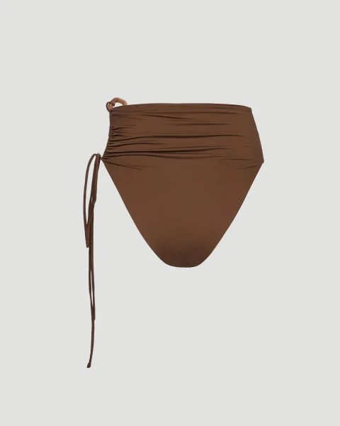High-Waist Swim Bottom with Ring Detail in Brown — снимка 2