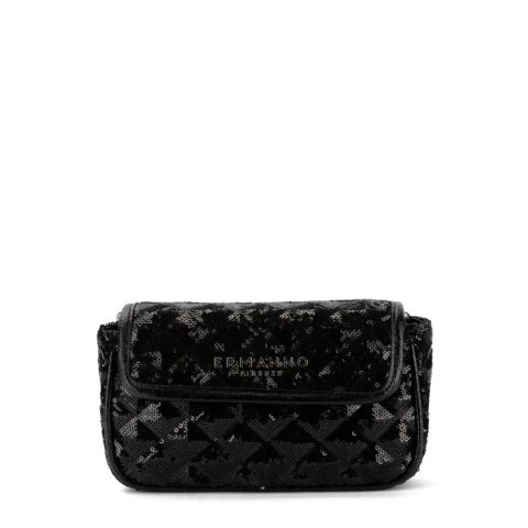 Дамска черна чанта с пайети Agnes Sequin Ermanno Firenze