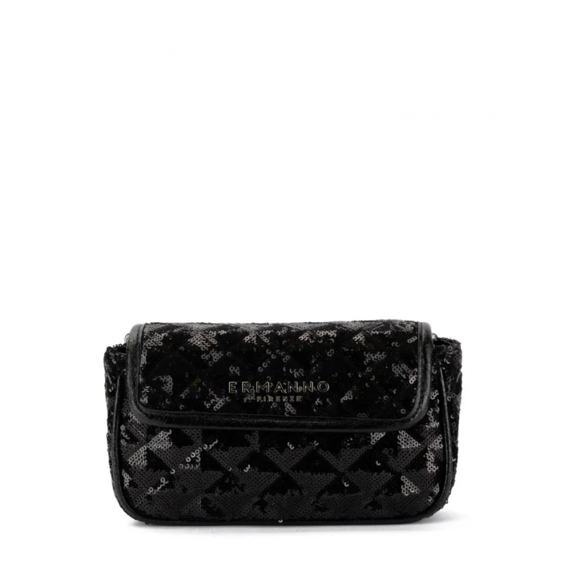 Дамска черна чанта с пайети Agnes Sequin Ermanno Firenze
