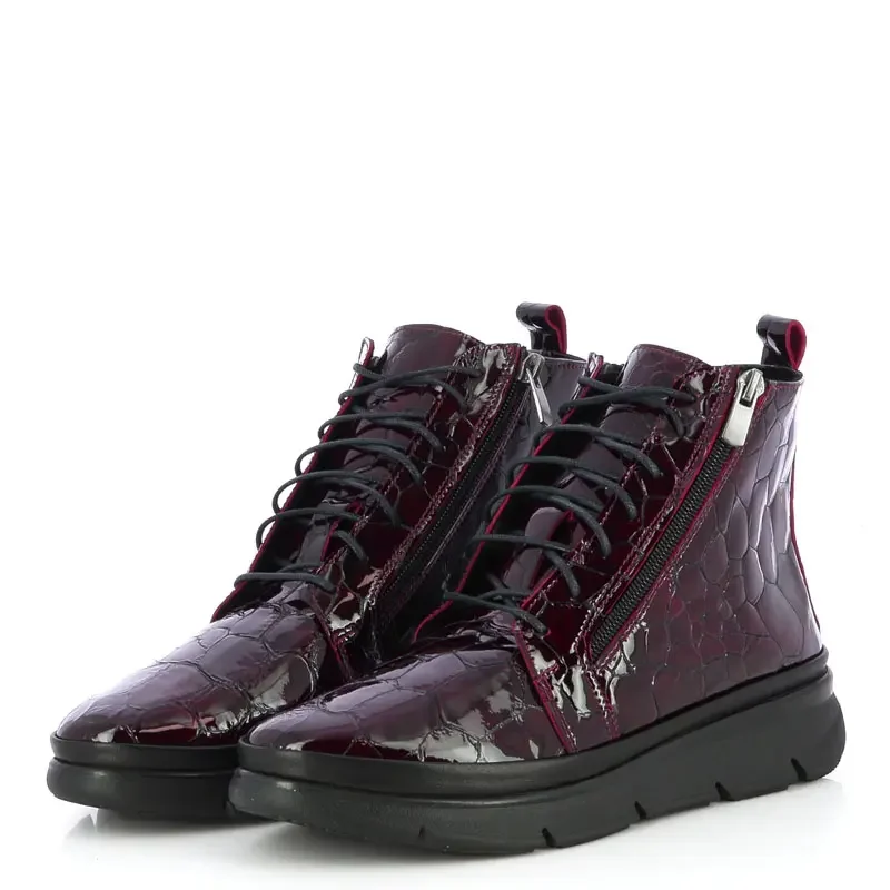 Дамски Равни Боти VERONELLA – 047-511 BORDO CROCO — снимка 3