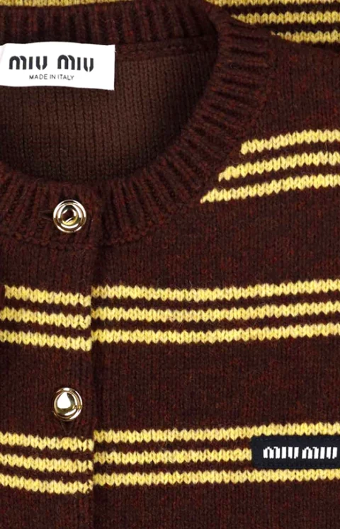 Wool and Cashmere Cardigan in Cocoa Brown — снимка 2