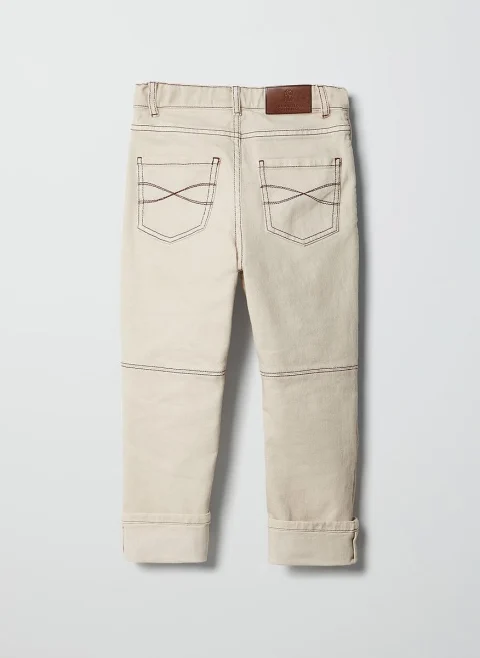 Деним с контрастни детайли Brunello Cucinelli Kids 8 — снимка 2