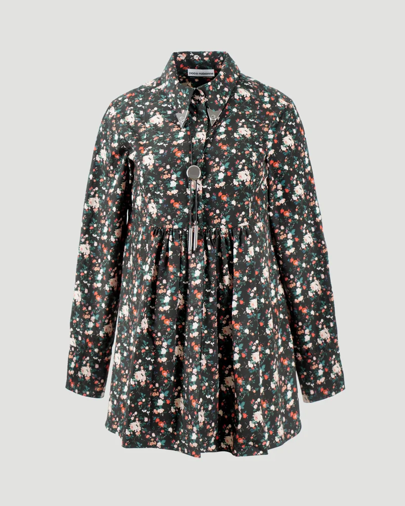 Pleated Floral Cotton Shirt