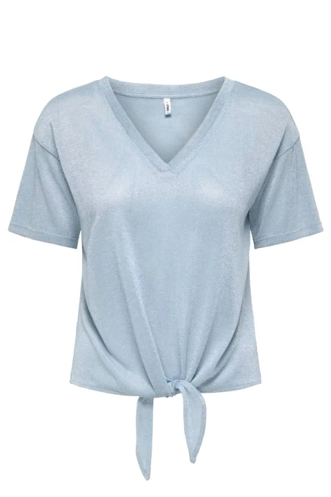 Top Onlamber Life S/S Knot Shine 15369755 16-4016 TCX soft chambray