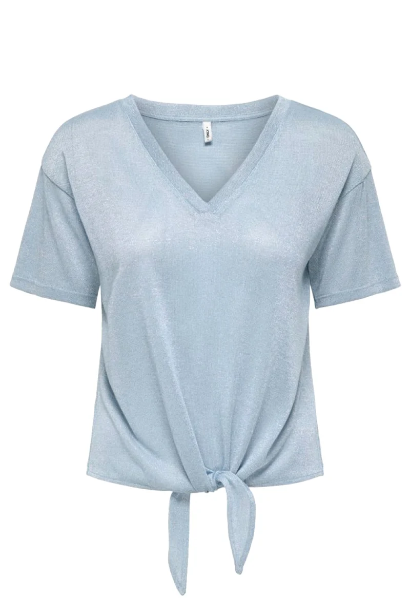 Top Onlamber Life S/S Knot Shine 15369755 16-4016 TCX soft chambray