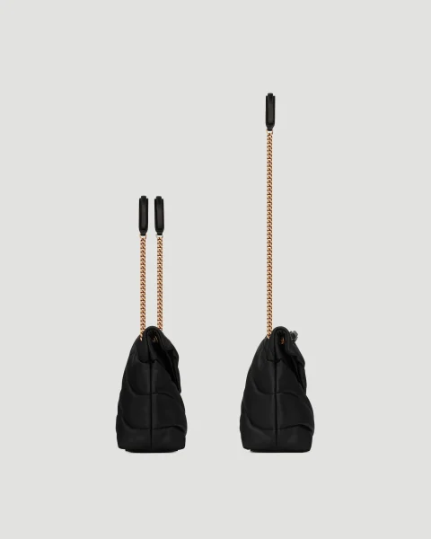 Puffer Medium in Black Lambskin with Bronze-Tone Hardware — снимка 7