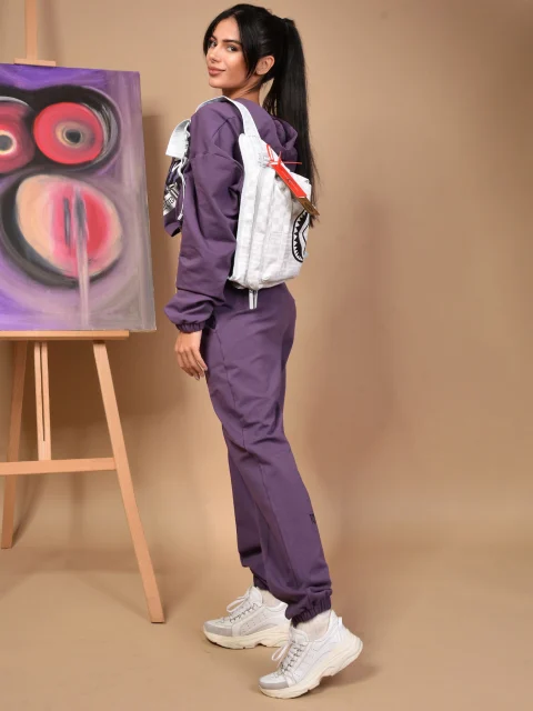 СУИЧЪР В ЛИЛАВ ЦВЯТ Purple cropped sweatshirt — снимка 8