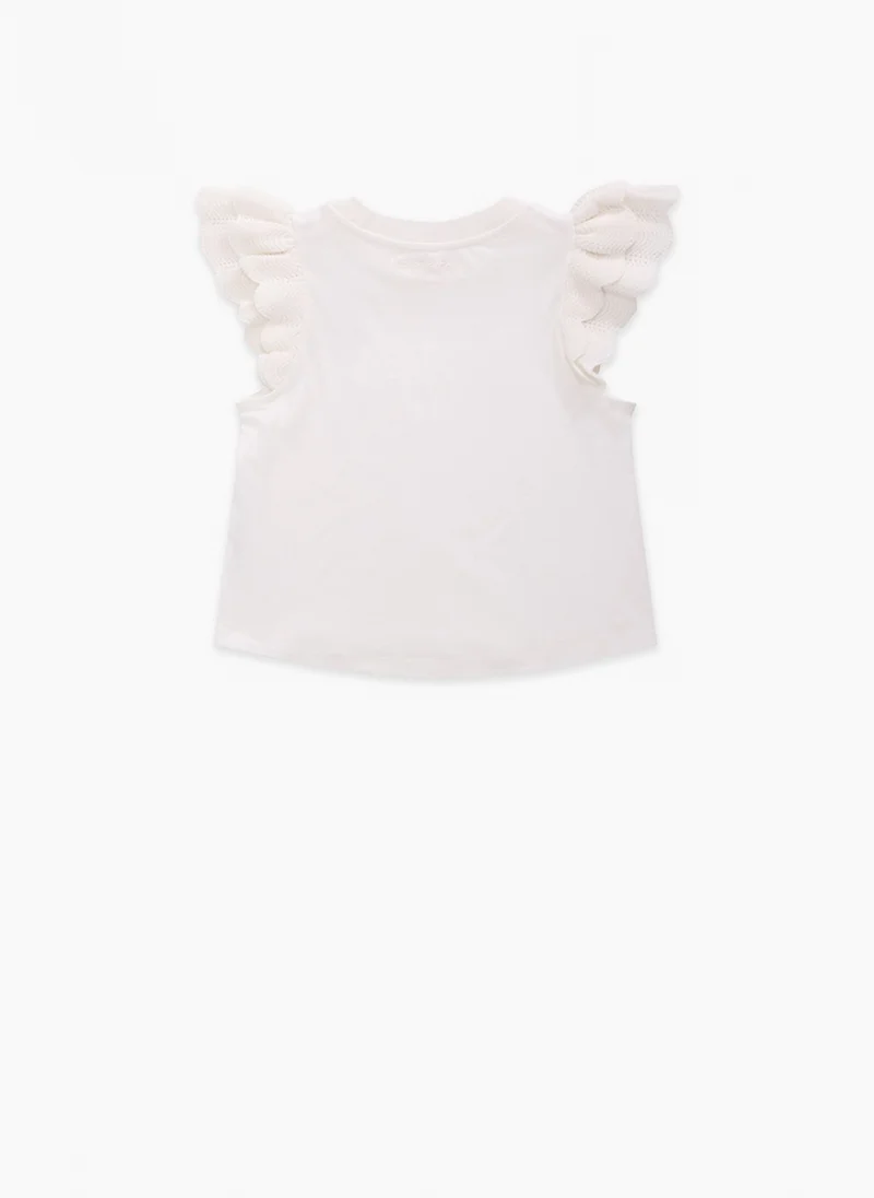 Тишърт с детайли от плетиво Zimmermann Kids — снимка 3