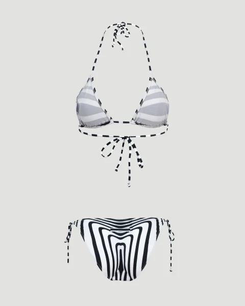 The Pinstripe Body Morphing Bikini Set in Black and White — снимка 2