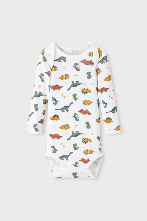 Детски Bodysuit (Pack Of 3) Nbmbody 3P Ls Laurel Wreath Dino Noos 13206293 17-6009 TCX Laurel Wreath — снимка 2