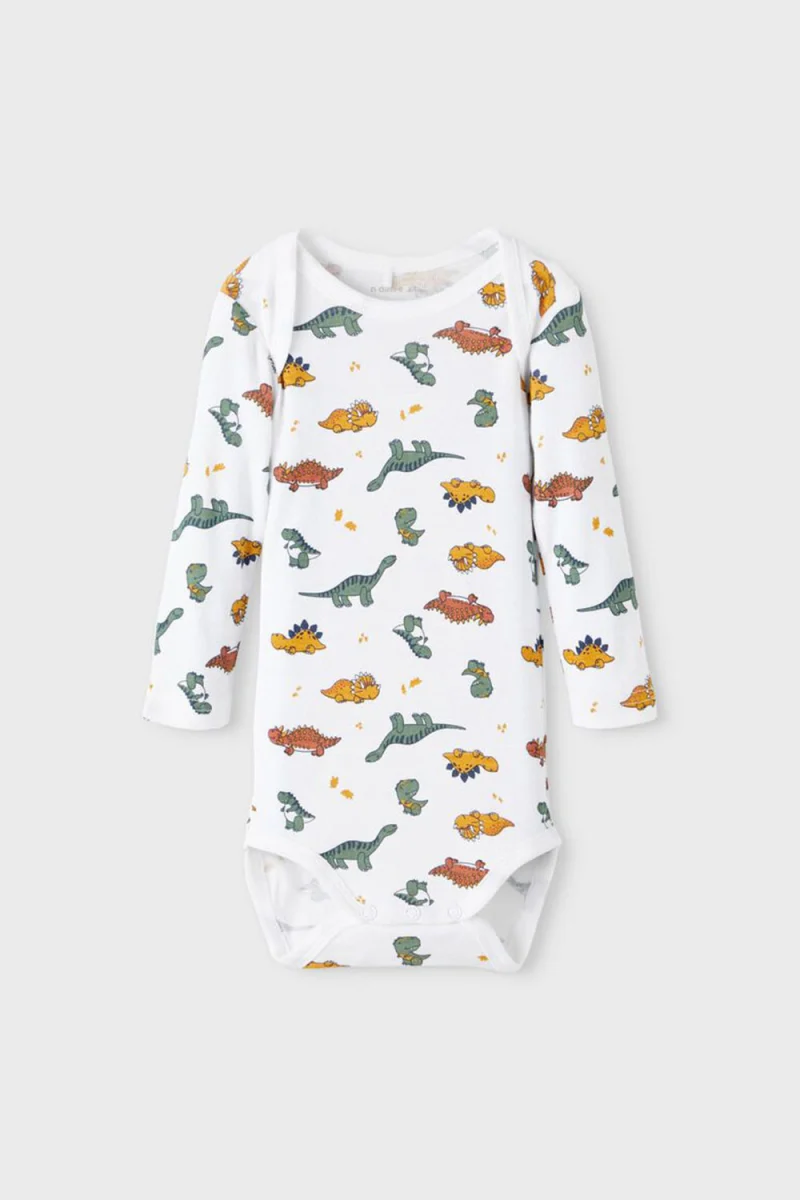 Детски Bodysuit (Pack Of 3) Nbmbody 3P Ls Laurel Wreath Dino Noos 13206293 17-6009 TCX Laurel Wreath — снимка 2
