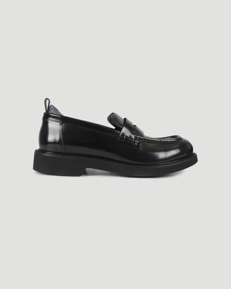 Leather Penny Loafers with Paisley Print