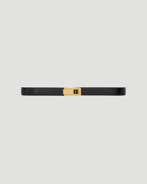 Charniere Buckle Belt in Black Smooth Leather