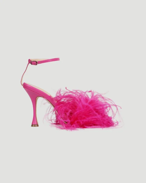 Feather Sandals in Fuchsia