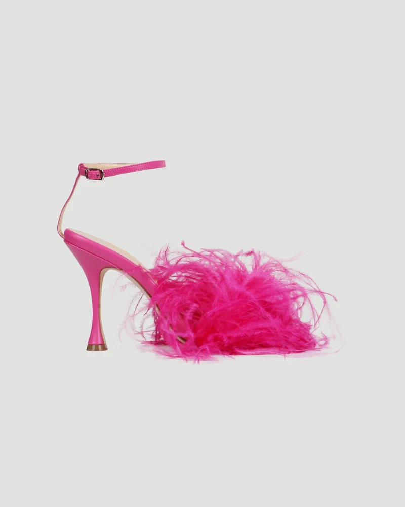 Feather Sandals in Fuchsia