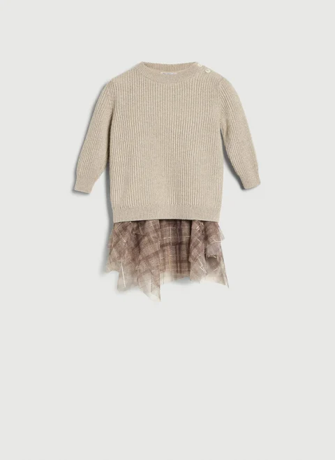 Рокля от кашмир 'Sparkling notes' Brunello Cucinelli Kids 12M