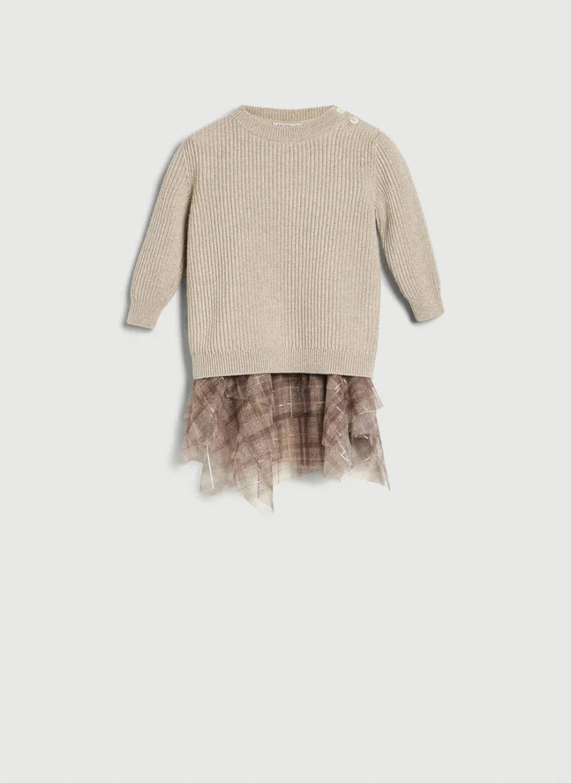 Рокля от кашмир 'Sparkling notes' Brunello Cucinelli Kids 12M