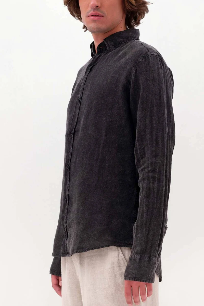 Риза Classic Linen DLMS000134 vintage black — снимка 2