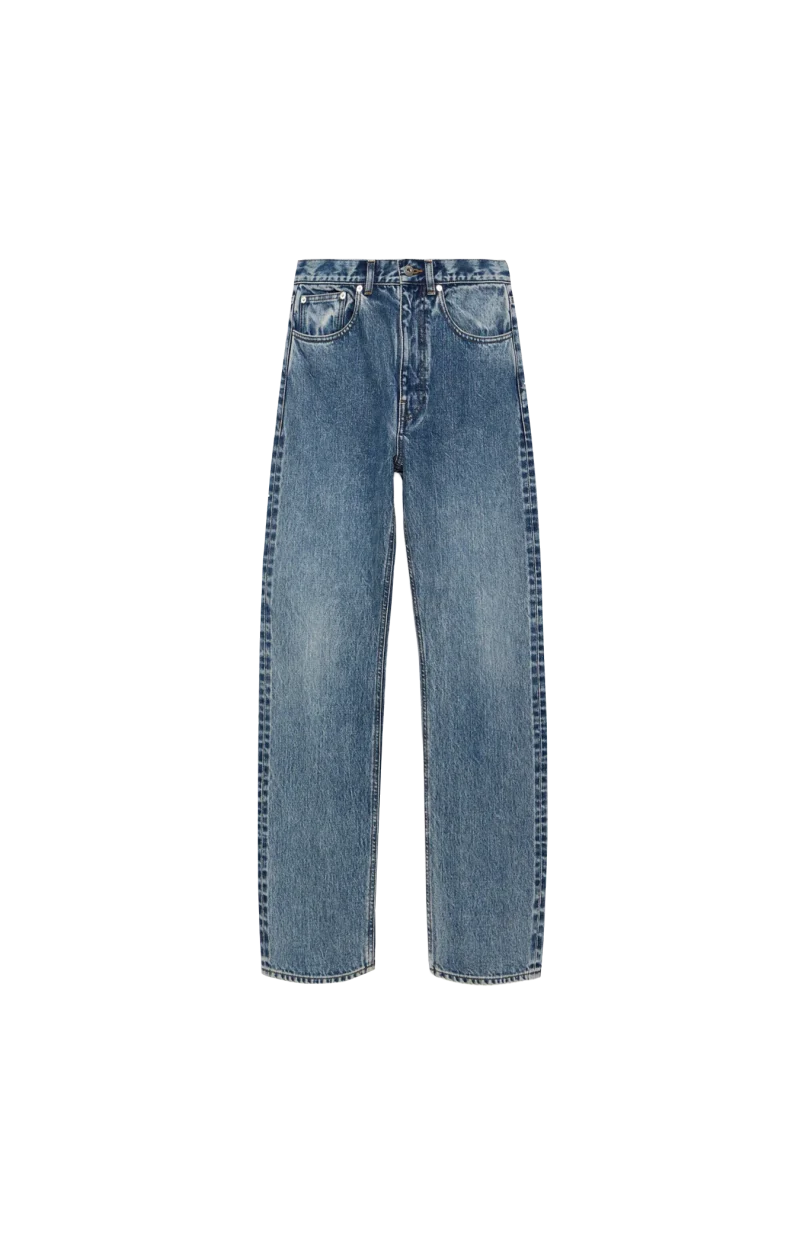 Straight Leg Denim Jean in Mid Blue