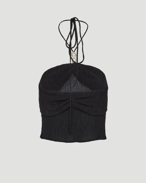 Pearl Halterneck Tube Top in Black — снимка 2