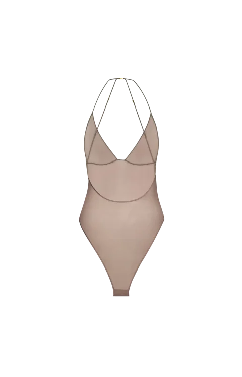 Backless Bodysuit in Stretch Silk Muslin — снимка 2