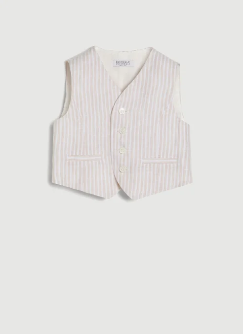 Раиран елек от лен Brunello Cucinelli Kids 24-36M