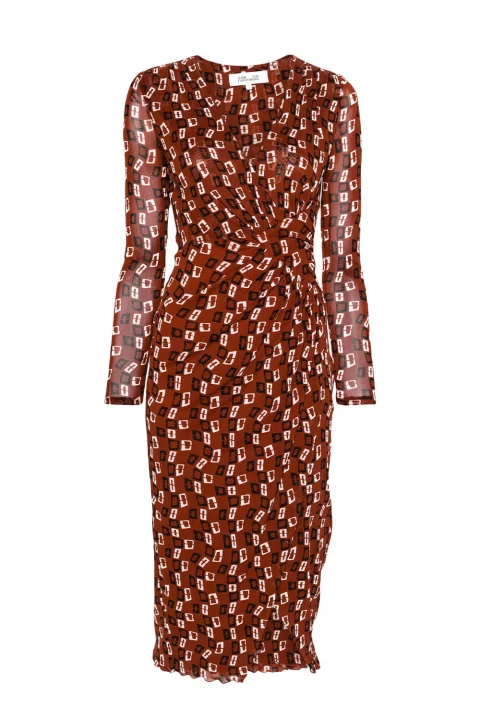 Рокля Charlotte DVFDL2S017CSBRS C5987 chain spots brown sm