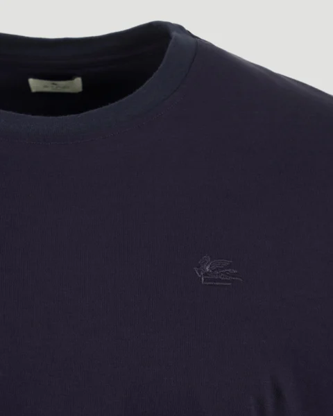Regular Fit Cotton T-Shirt in Navy — снимка 2