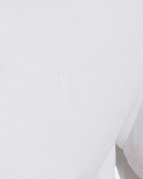Monogram Polo Shirt in White Cotton Piqué — снимка 2
