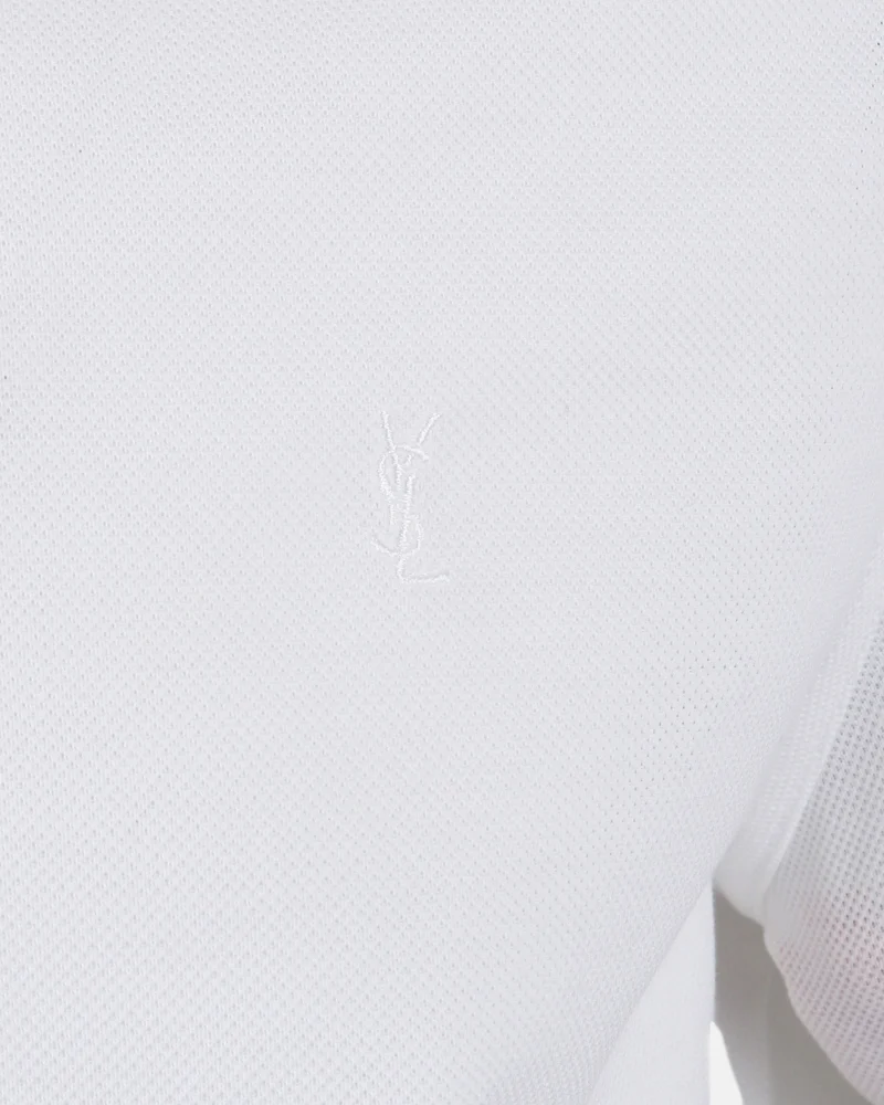 Monogram Polo Shirt in White Cotton Piqué — снимка 2