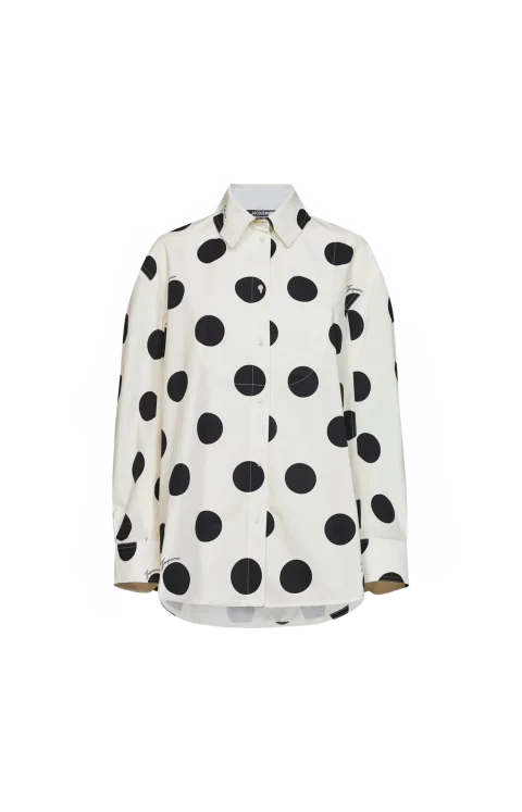 Polka Dot Oversized Shirt in White