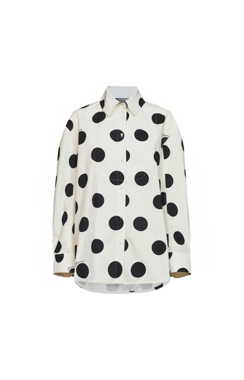 Polka Dot Oversized Shirt in White
