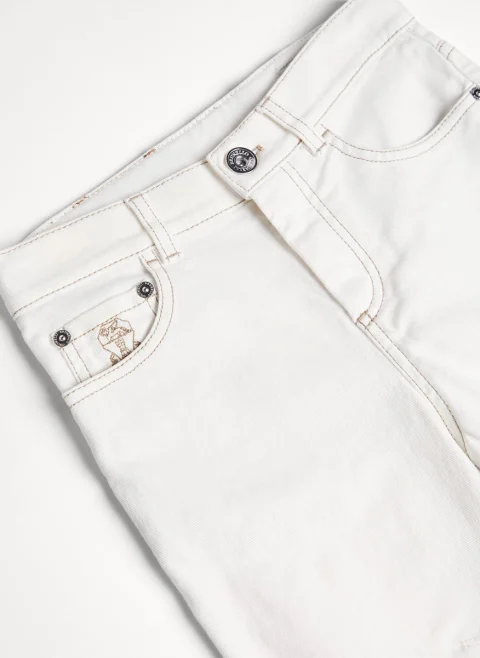 Деним с контрастни детайли Brunello Cucinelli Kids 6 — снимка 12