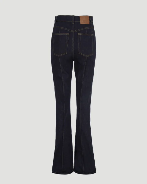 High-Waisted Straight Leg Jeans in Dark Denim — снимка 2