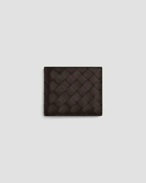 Intrecciato Bi-Fold Wallet in Brown
