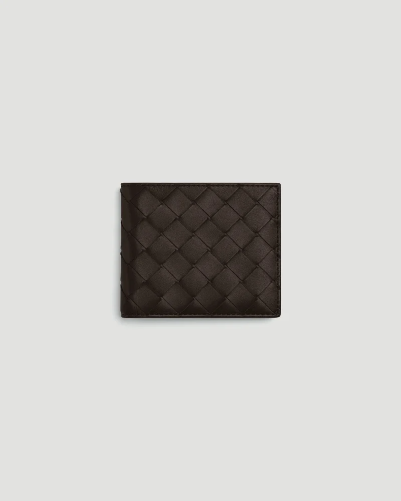 Intrecciato Bi-Fold Wallet in Brown