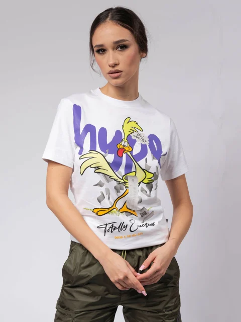 Бяла тениска TOTALLY x hype