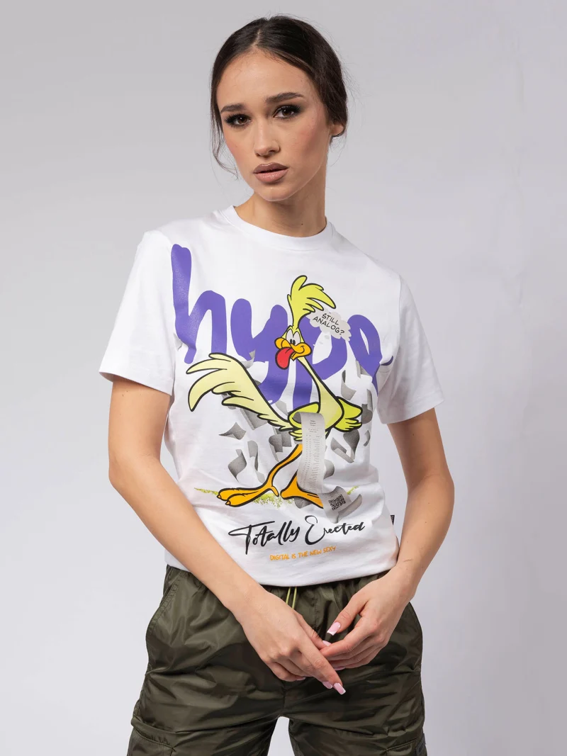 Бяла тениска TOTALLY x hype