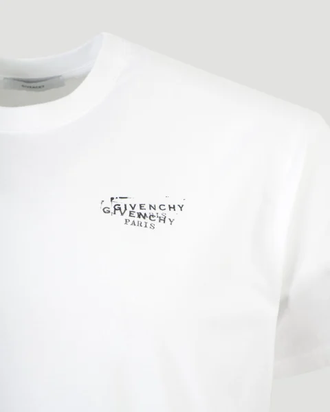 T-Shirt with Givenchy Stamp Print in White — снимка 2