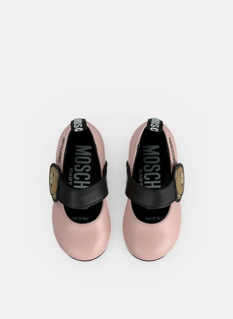 Кожени балеринки с Bear детайл Moschino Kids — снимка 2