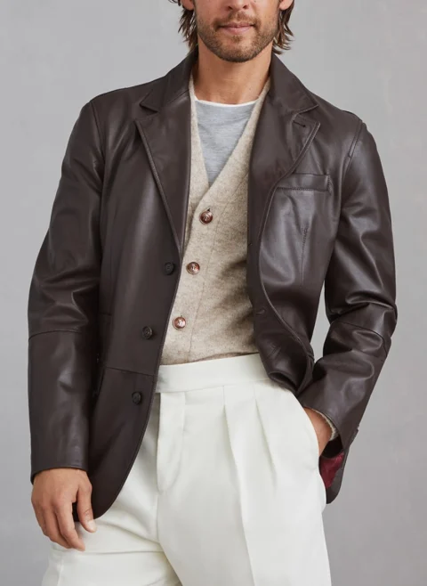 Кожено яке 'Blazer style' Brunello Cucinelli