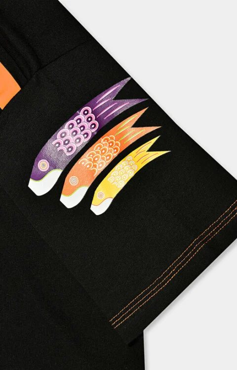 Черна тениска TS003 с арт детайли — снимка 4
