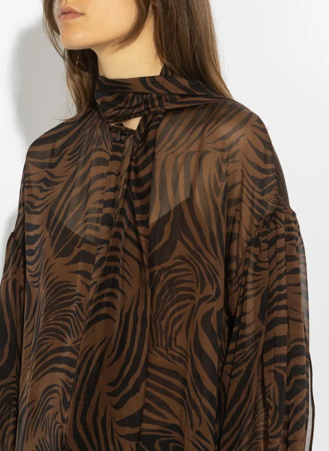 Блуза от копринен шифон с панделка Max Mara Studio Mstballata — снимка 12