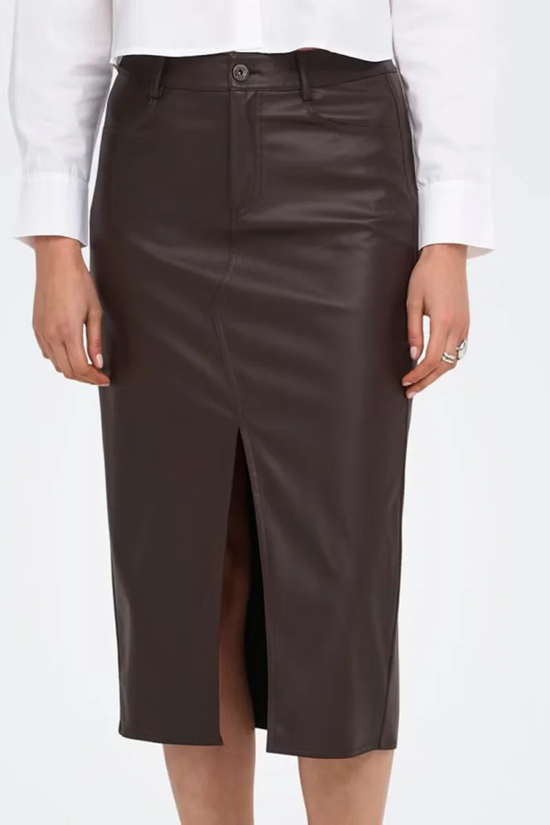 Пола Onlbitten Faux Leath Pencil 15373299 19-1110 TCX chocolate plum — снимка 2