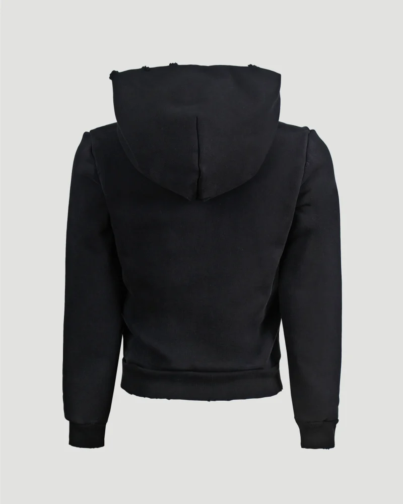 Distressed Hoodie in Faded Black — снимка 3
