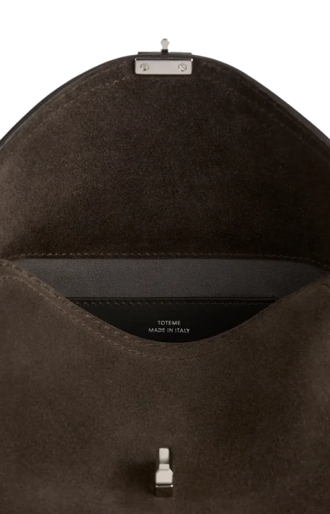 T-Lock Suede Clutch in Brown — снимка 3