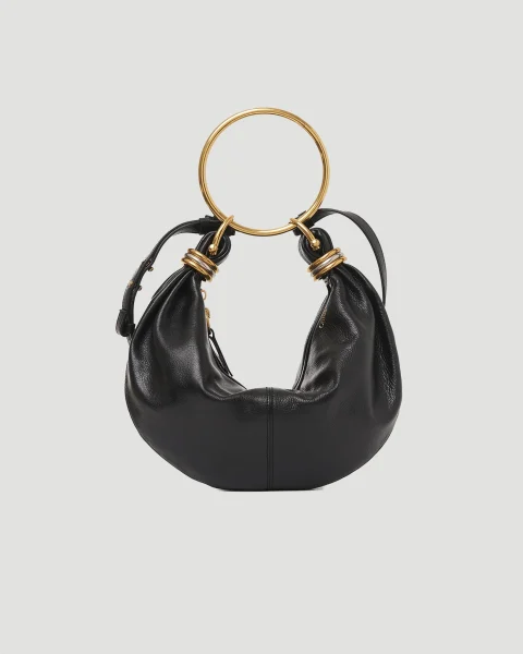 Small Bracelet Hobo Bag in Grained Leather
