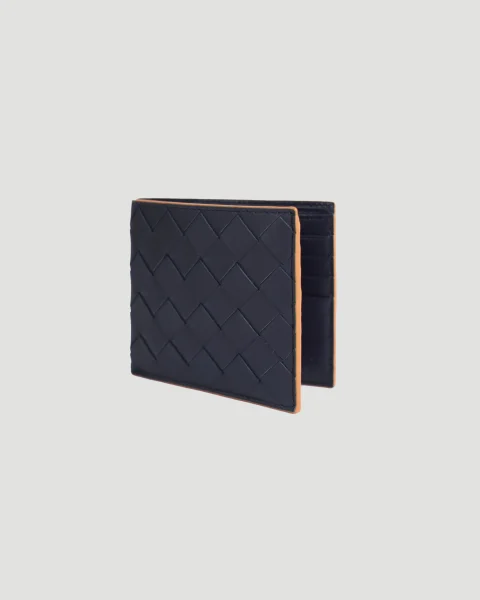 Intrecciato Bi-Fold Wallet in Navy — снимка 2