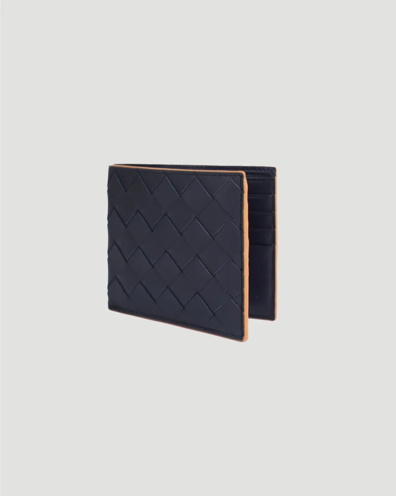 Intrecciato Bi-Fold Wallet in Navy — снимка 2