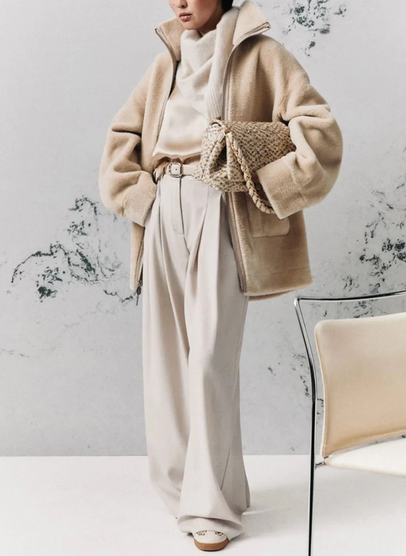 Сатенена блуза с коприна Marella Monochrome Mllgettone — снимка 4
